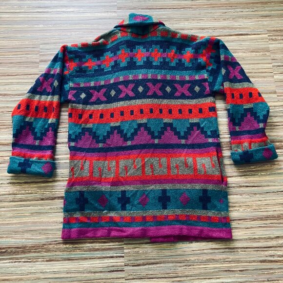 Mohair Blend Open Front Cardigan Sweater Vintage IB Diffusion 90s Southwestern - Picture 5 of 6